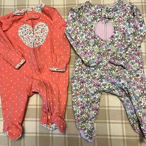 Carter's Coral and Floral Heart Footies